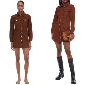 Ganni Caramel Cafe Mixed Denim‎ Mini Dress